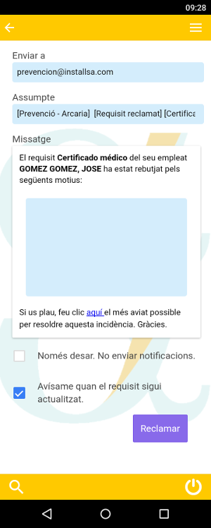Reclamación